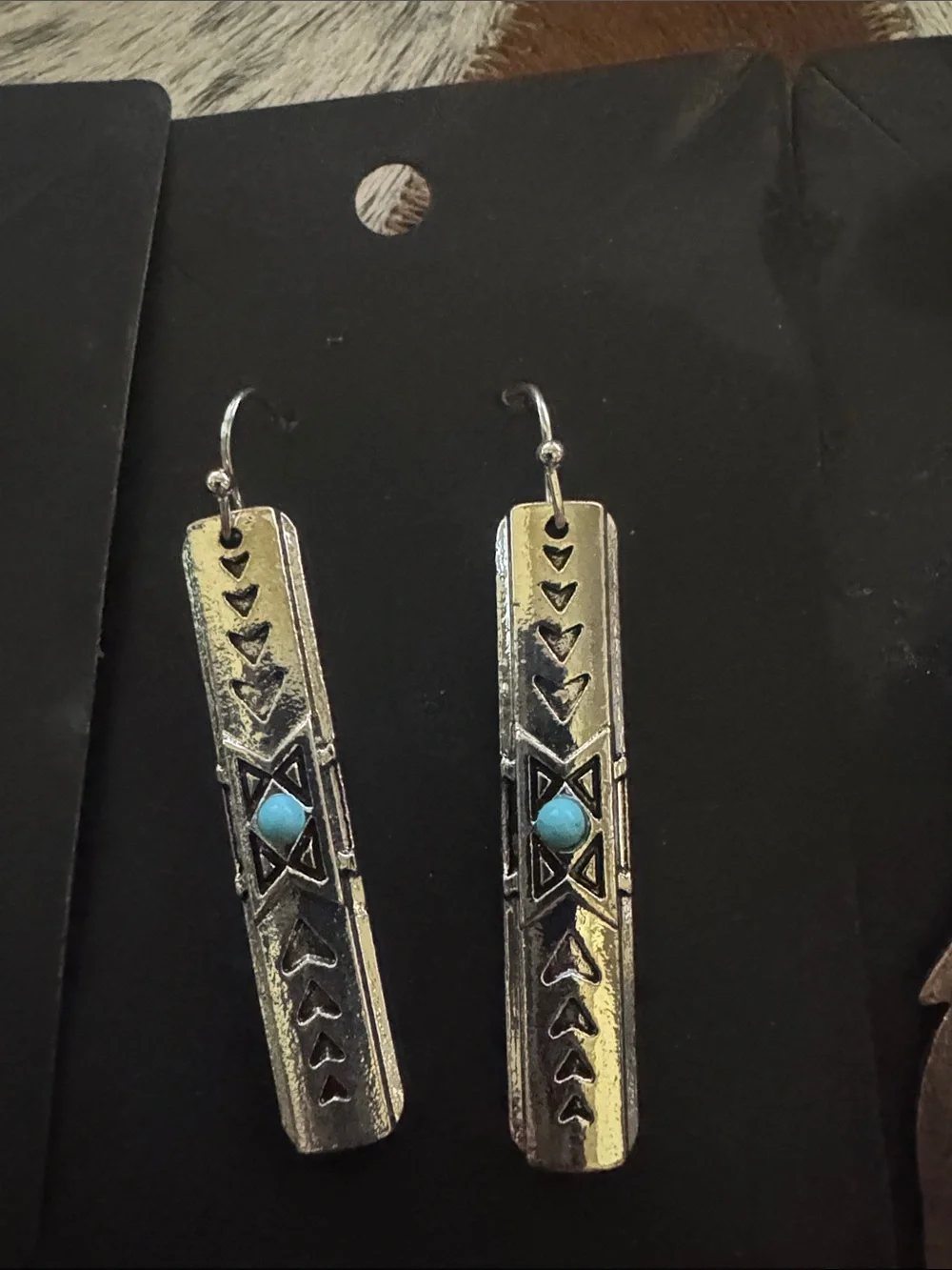 Handcrafted Turquoise & Copper Feather Drop Earrings - Women Jewelry
